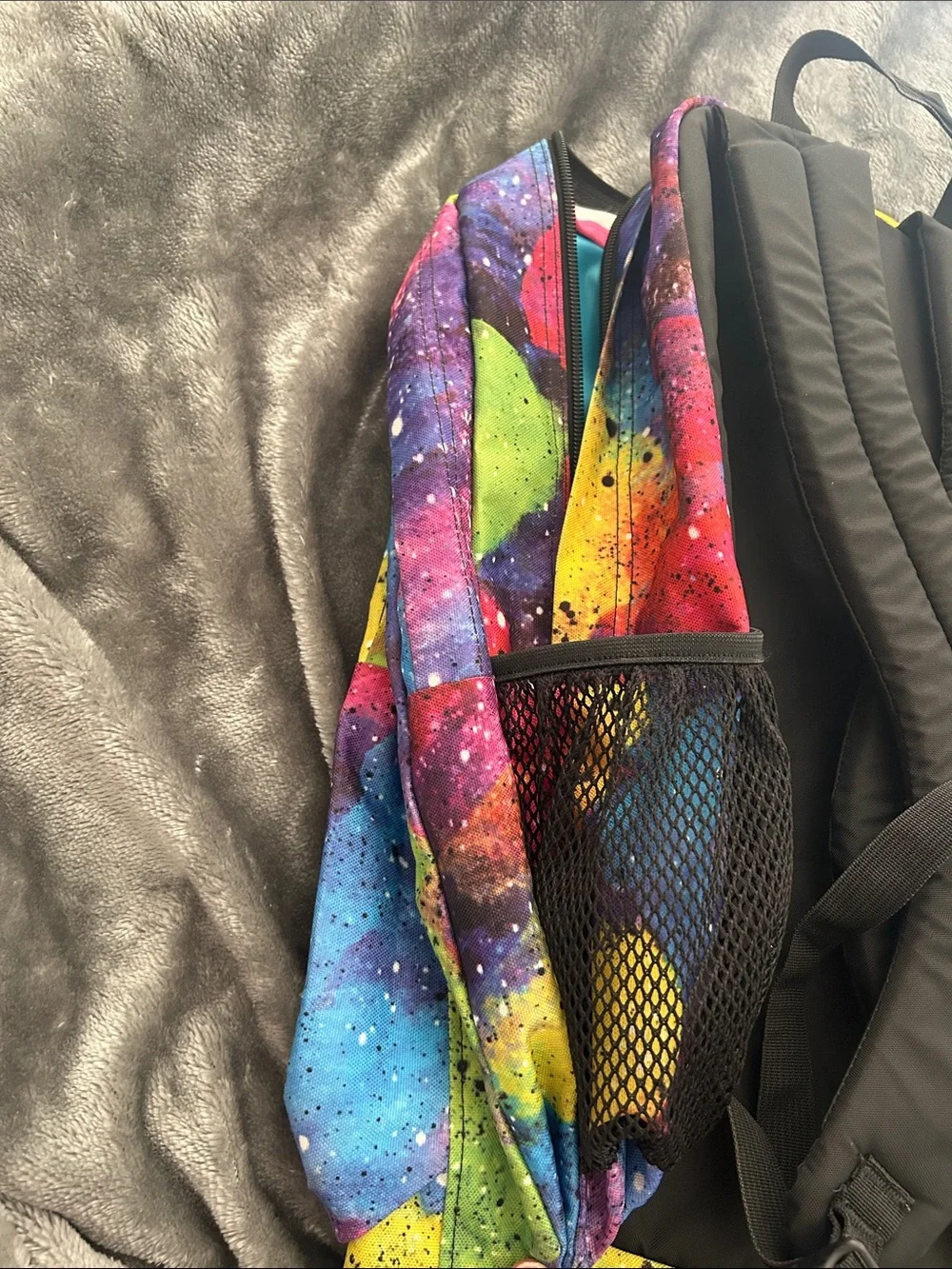 Jansport Bright Galaxy Paint-Splatter Backpack - Pink Blue Yellow Green Purple